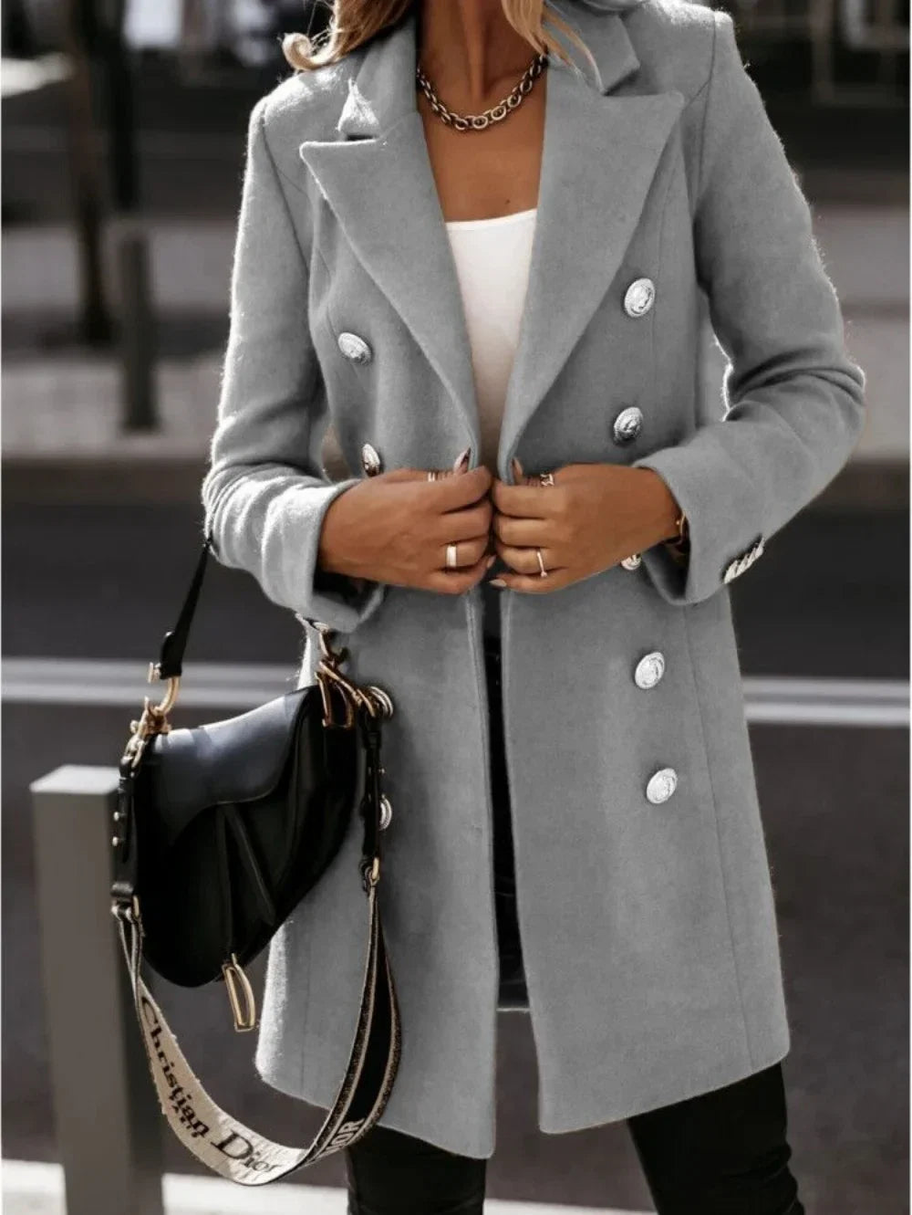 Korean Streetwear Wool Coat Women – Stylish Long Sleeve Autumn Jacket