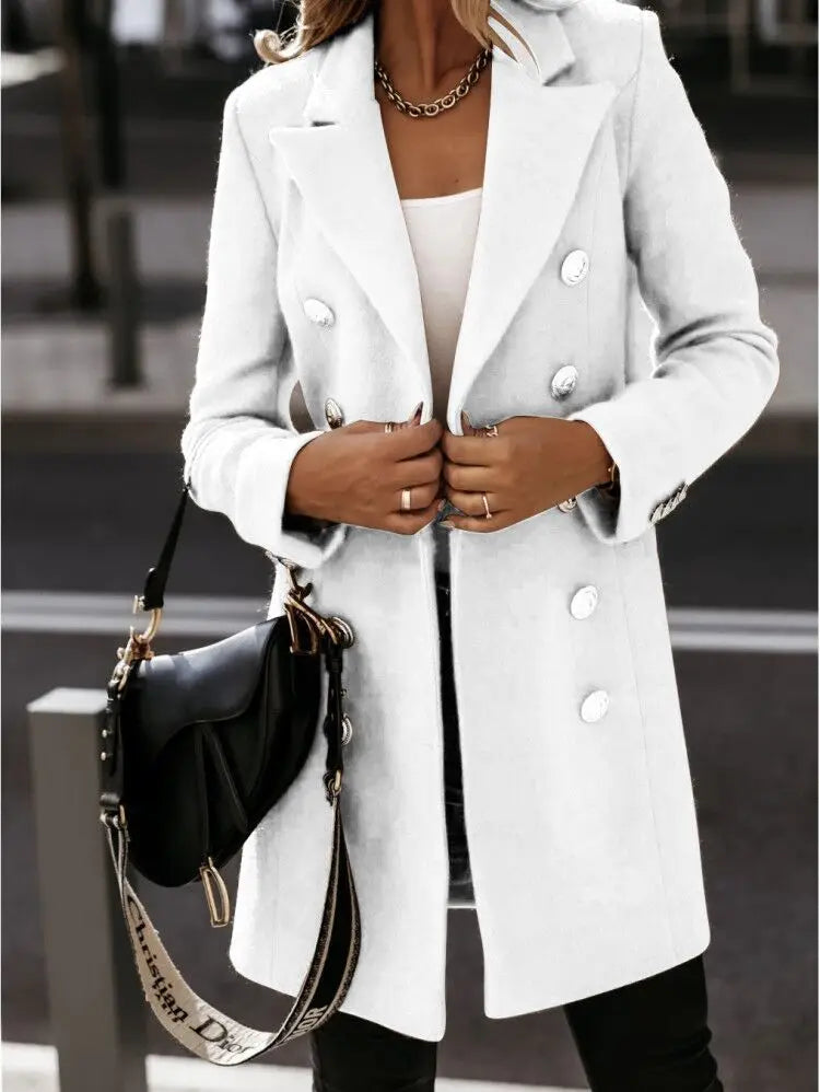 Korean Streetwear Wool Coat Women – Stylish Long Sleeve Autumn Jacket