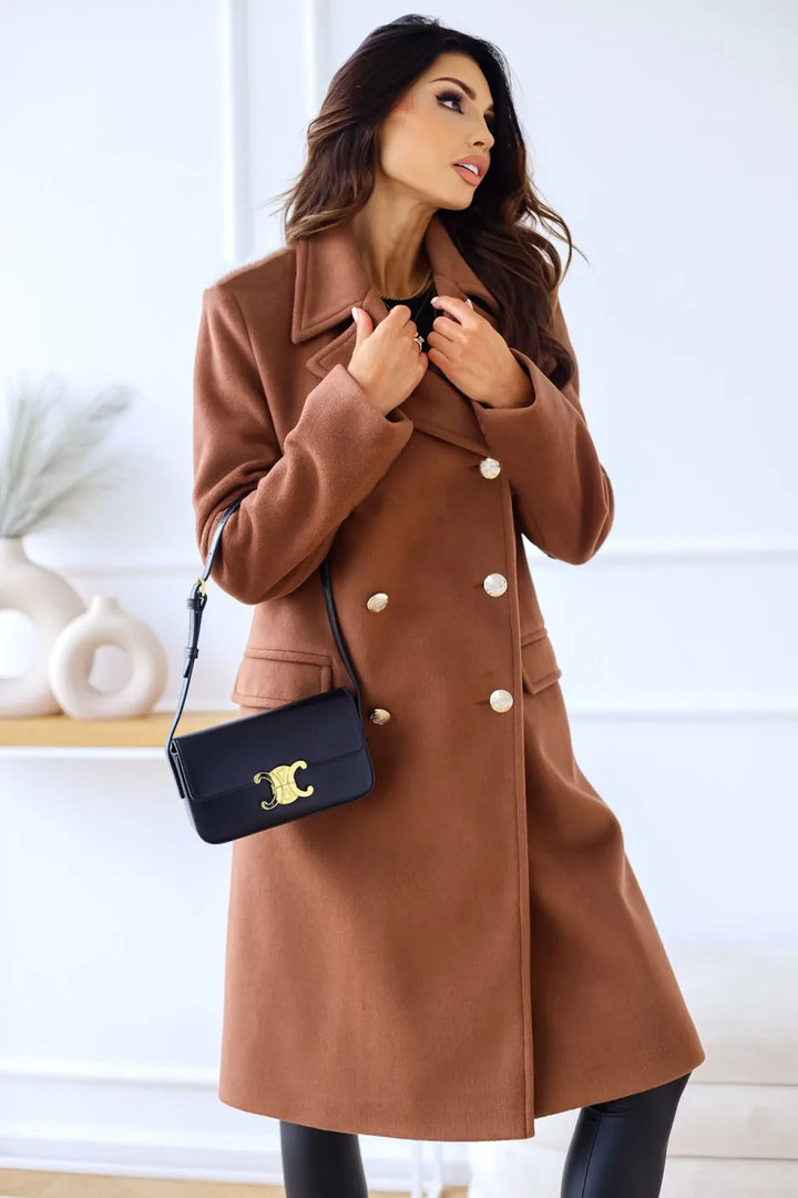 Korean Wool Coat – Double-Breasted Elegant Design for Cozy Autumn Style