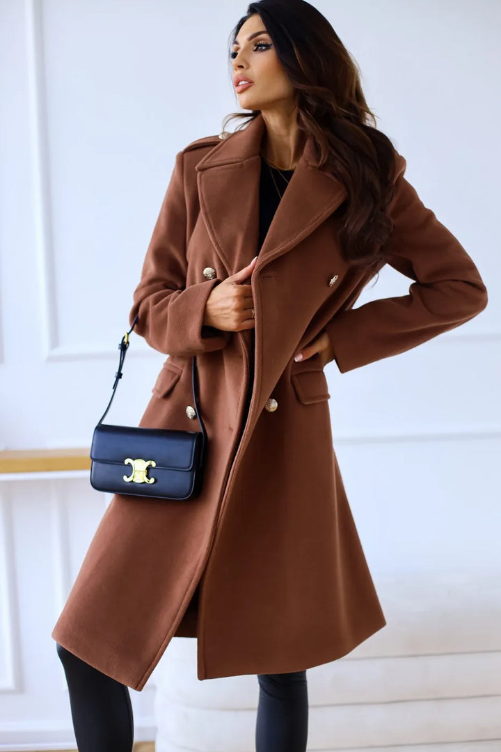Korean Wool Coat – Double-Breasted Elegant Design for Cozy Autumn Style