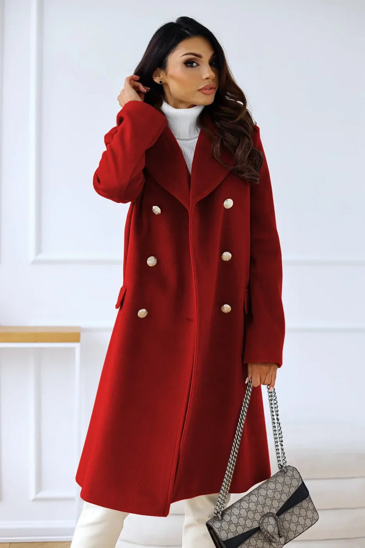 Korean Wool Coat – Double-Breasted Elegant Design for Cozy Autumn Style