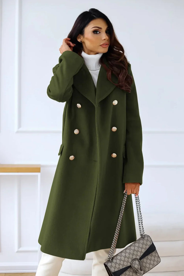 Korean Wool Coat – Double-Breasted Elegant Design for Cozy Autumn Style
