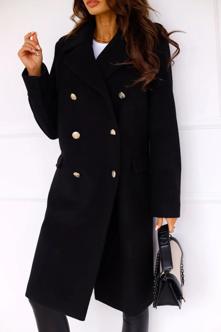 Korean Wool Coat – Double-Breasted Elegant Design for Cozy Autumn Style