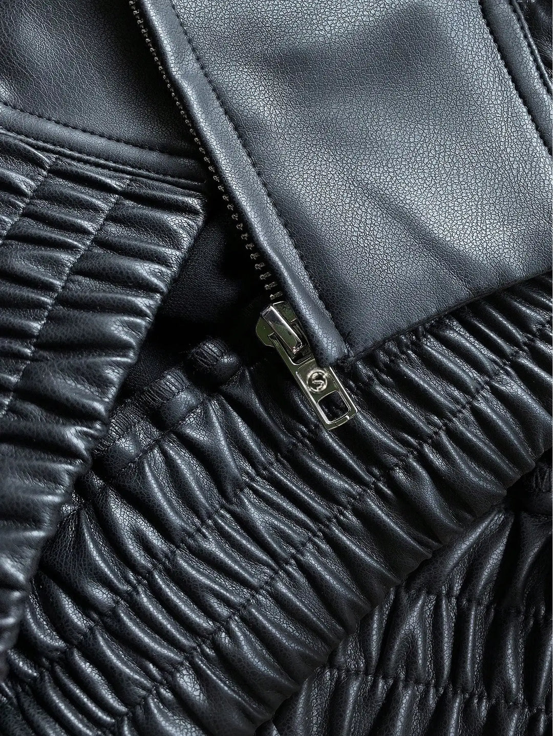 Women's Casual Black Faux Leather Jacket
