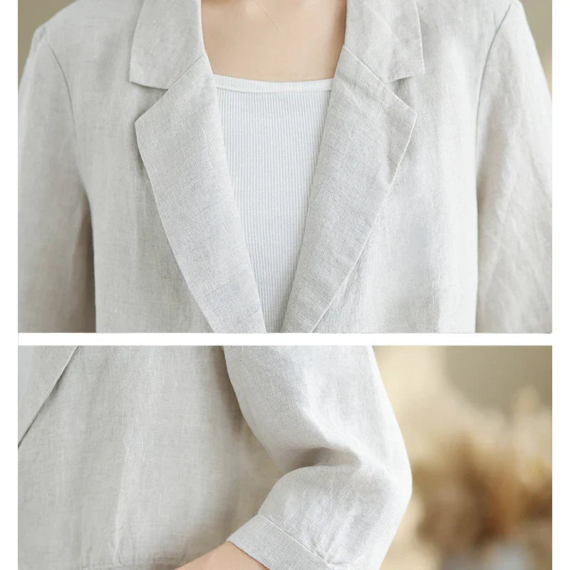 Women's Blazer – Lightweight Cotton Linen Design for Casual and Elegant Outings