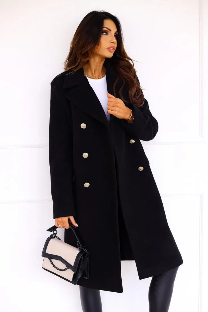 Women's Double-breasted Long Wool Coat