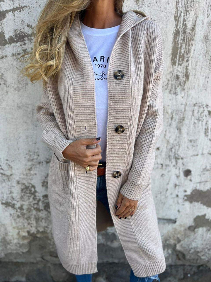 Women's Long Knit Cardigan with Buttons