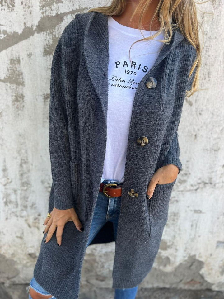 Women's Long Knit Cardigan with Buttons