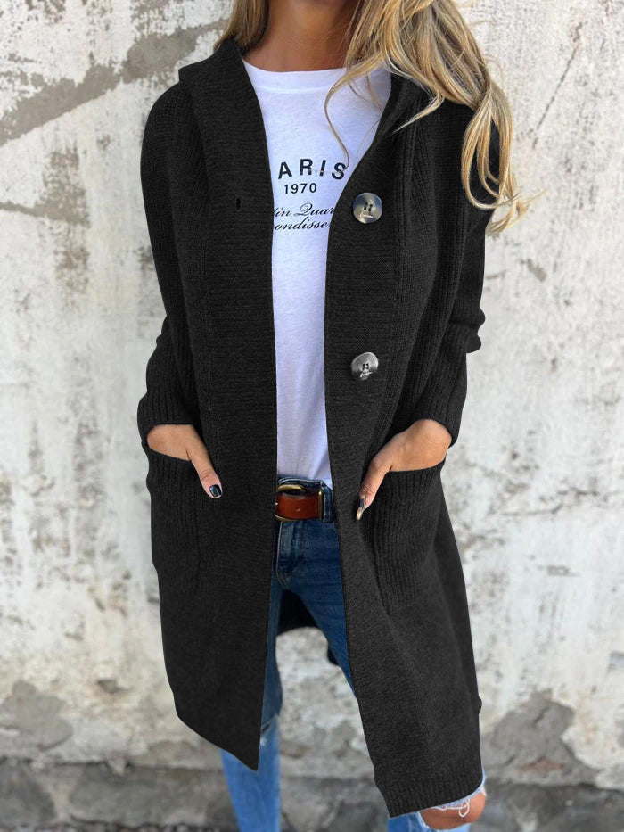 Women's Long Knit Cardigan with Buttons