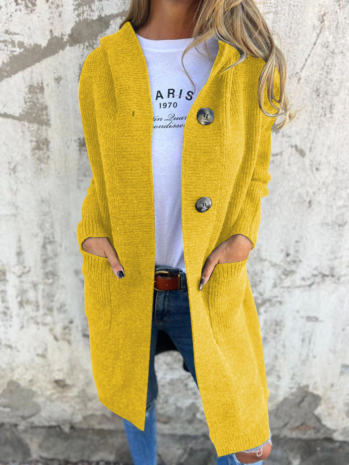 Women's Long Knit Cardigan with Buttons