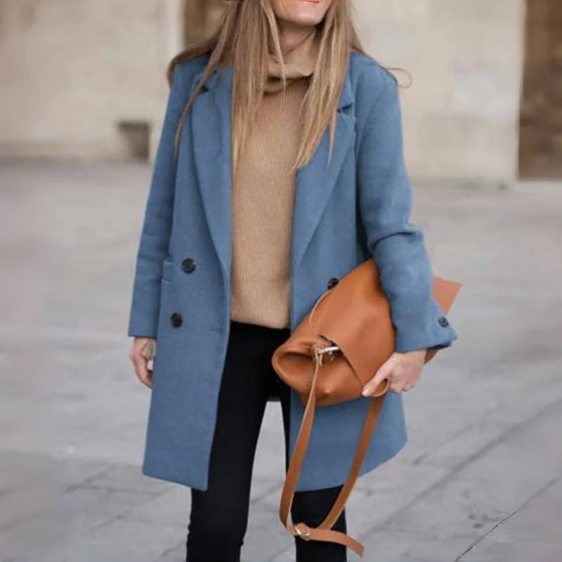 Luxe Wool Blend Coat – Double Breasted Warm Winter Outerwear