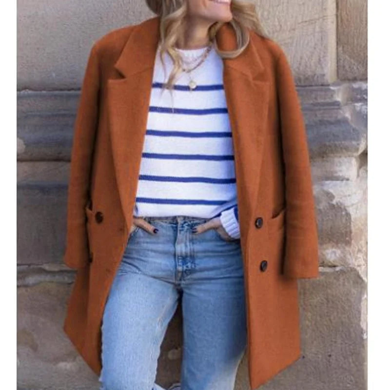 Luxe Wool Blend Coat – Double Breasted Warm Winter Outerwear