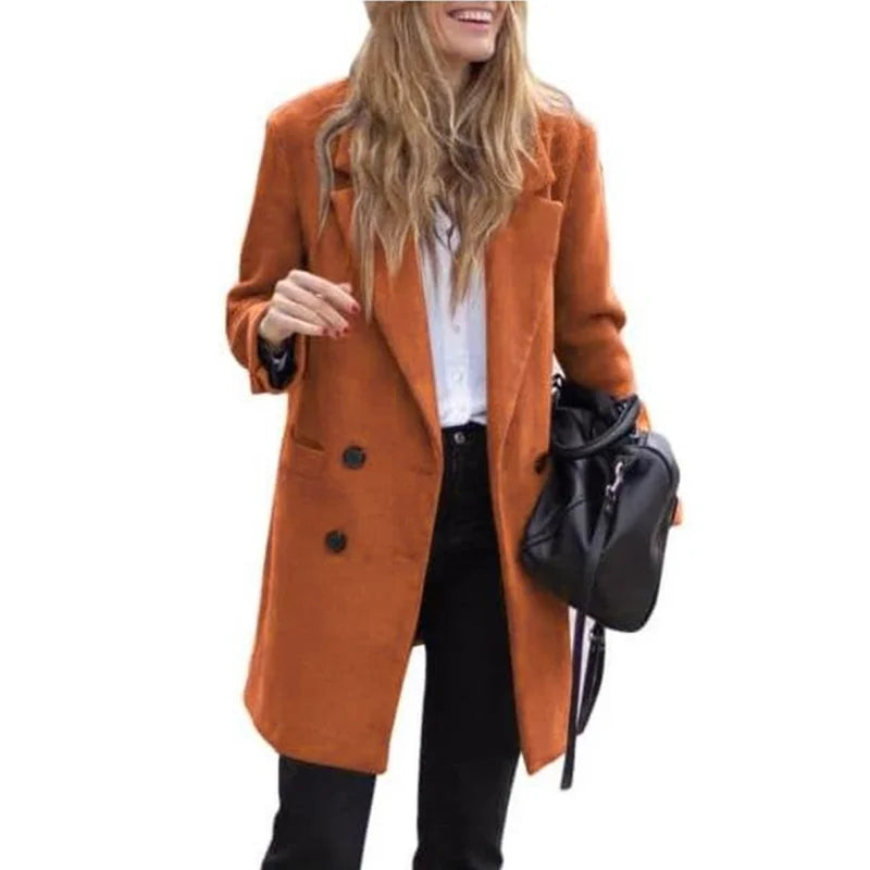Luxe Wool Blend Coat – Double Breasted Warm Winter Outerwear