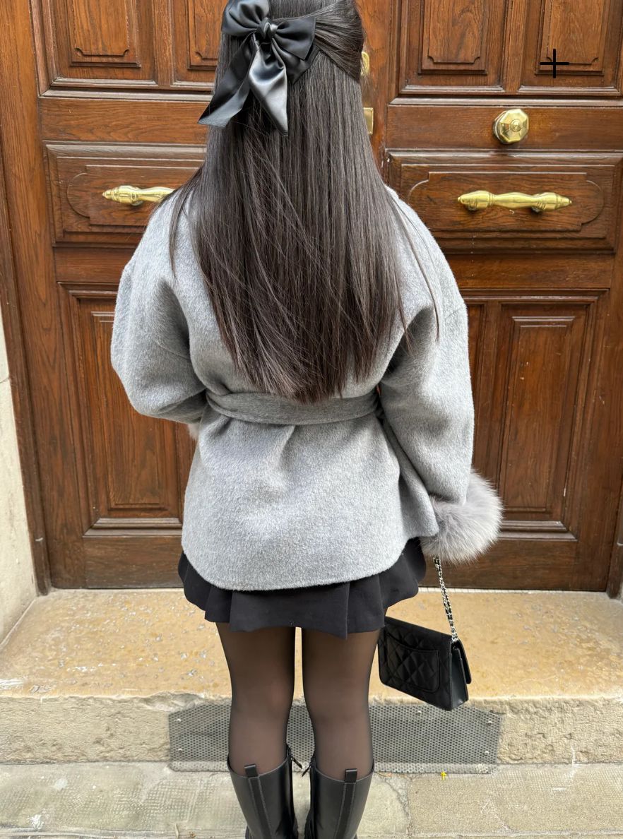Women's Faux Fur Coat with Waist Tie Belt