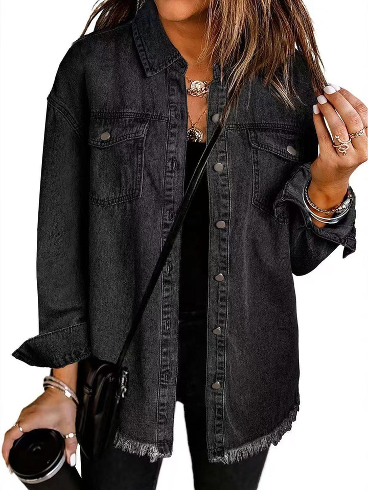 Women's Classic Everyday Denim Jacket — Relaxed Long-Sleeve Cotton Trucker Jacket