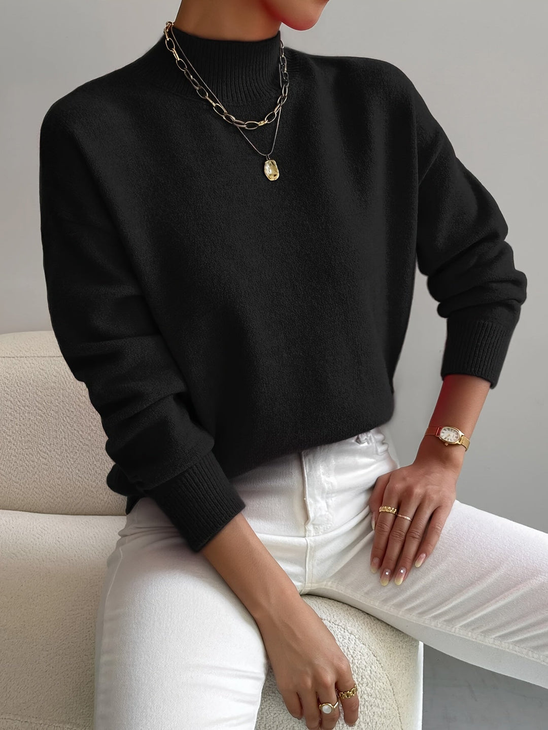 Elegant Cosy Turtleneck Knit Sweater Ladies