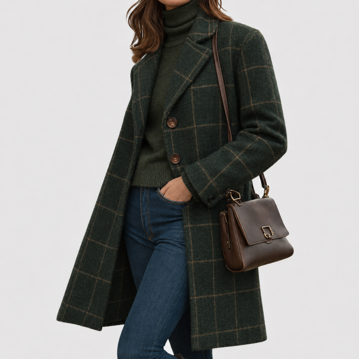 Women's Warm Fabric-Blend Overcoat — Tailored Mid-Length Lapel Collar Coat