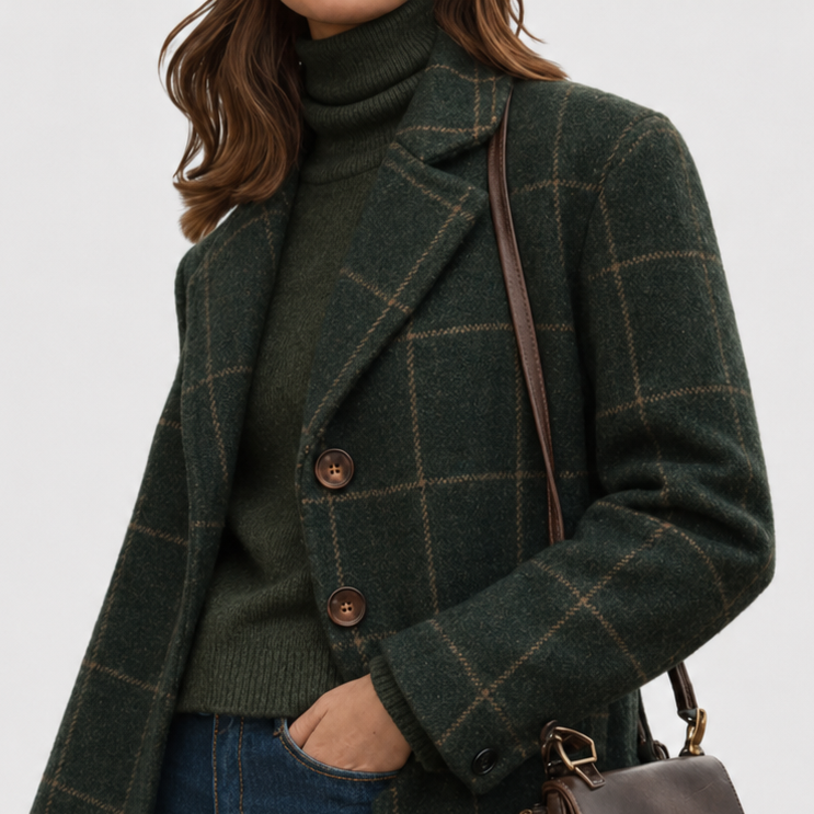 Women's Warm Fabric-Blend Overcoat — Tailored Mid-Length Lapel Collar Coat