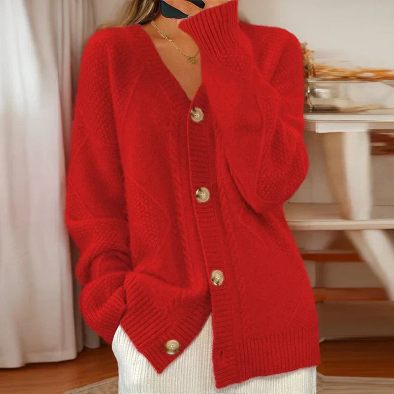 Cable Knit Button-Front Cardigan - Classic Knit Sweater