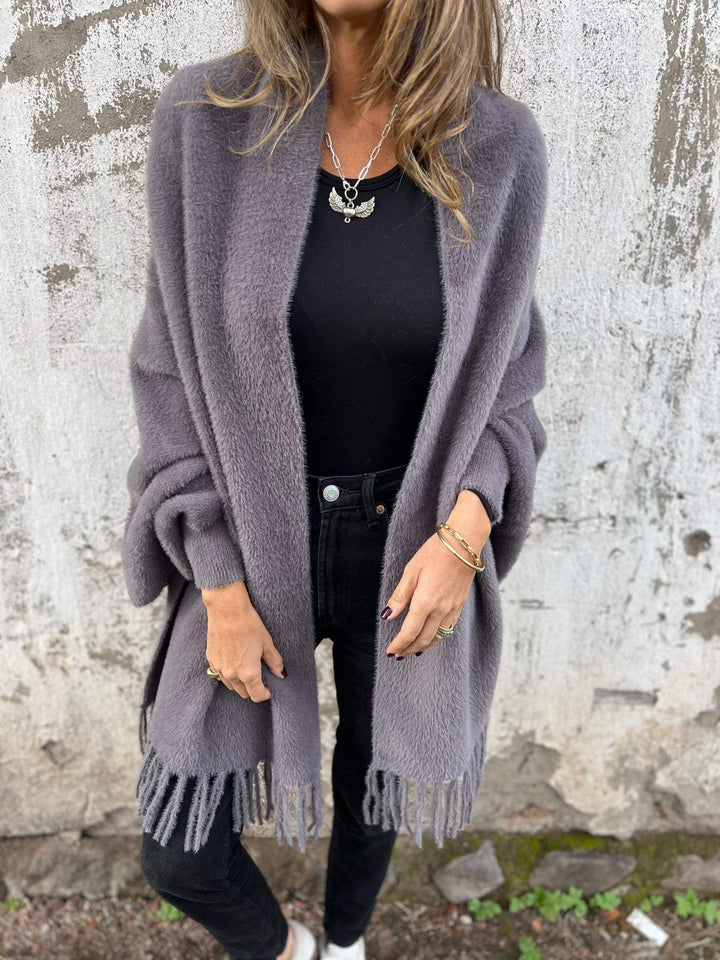 Women's long warm knit cardigan