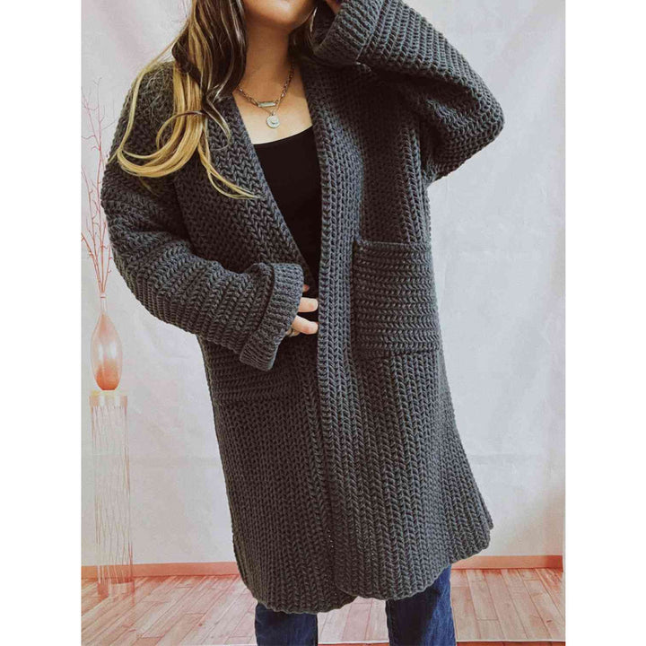 Chunky Knit Cardigan - Oversized Open Front Winter Sweater