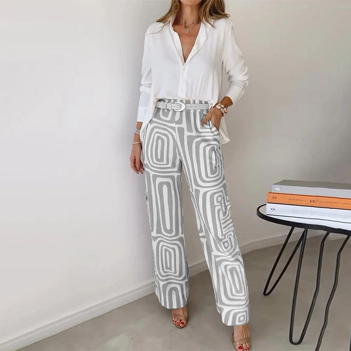Women's Sophisticated Two-Piece Top and Trouser Coordinated Set