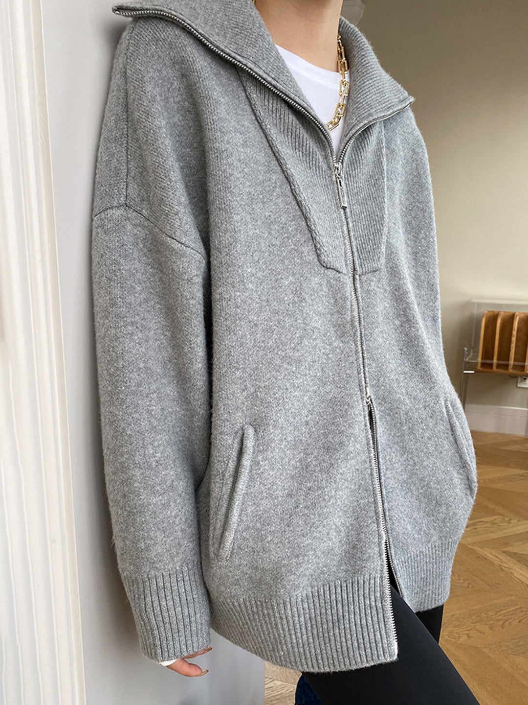 Casual Oversized Open Collar Cardigan