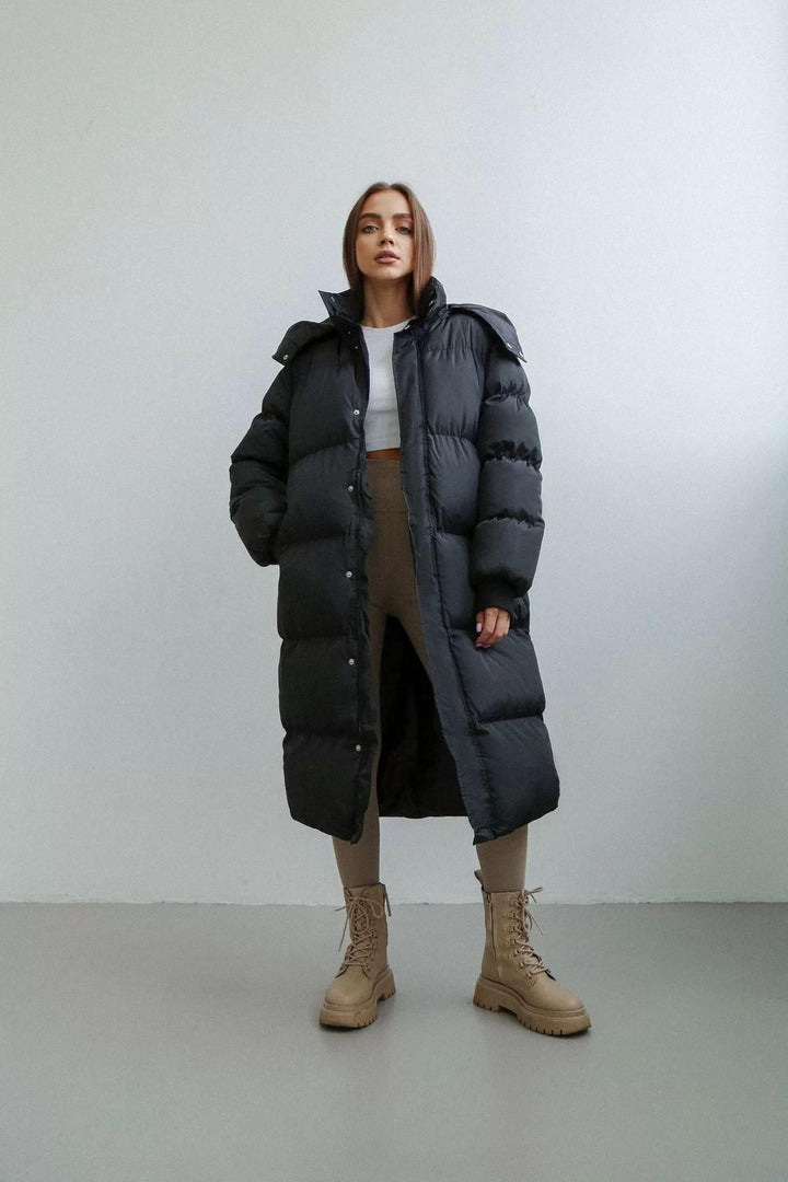 Oversized Women's Quilted Puffer Trench Coat For Women