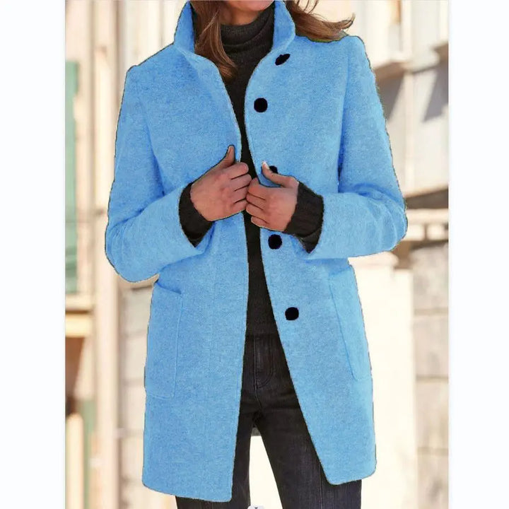 Retro Wool Coat Women – Stylish Stand Collar for Casual Chic