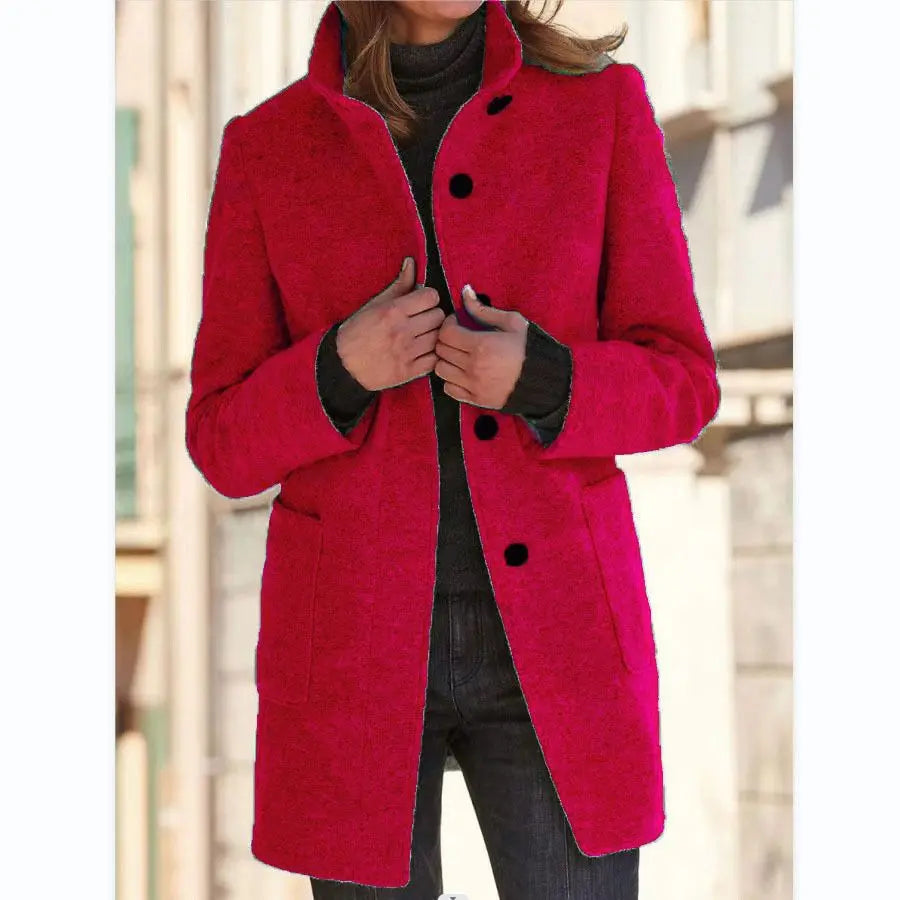 Retro Wool Coat Women – Stylish Stand Collar for Casual Chic