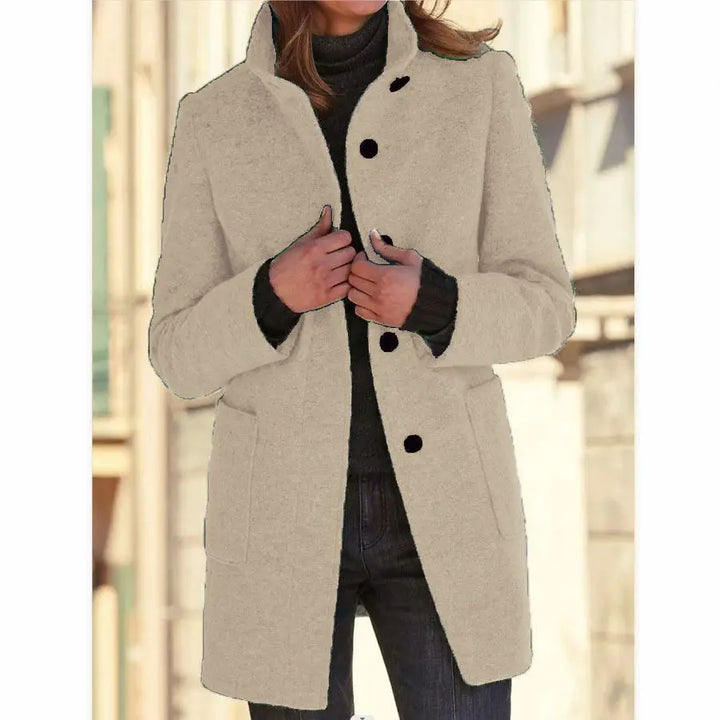 Retro Wool Coat Women – Stylish Stand Collar for Casual Chic