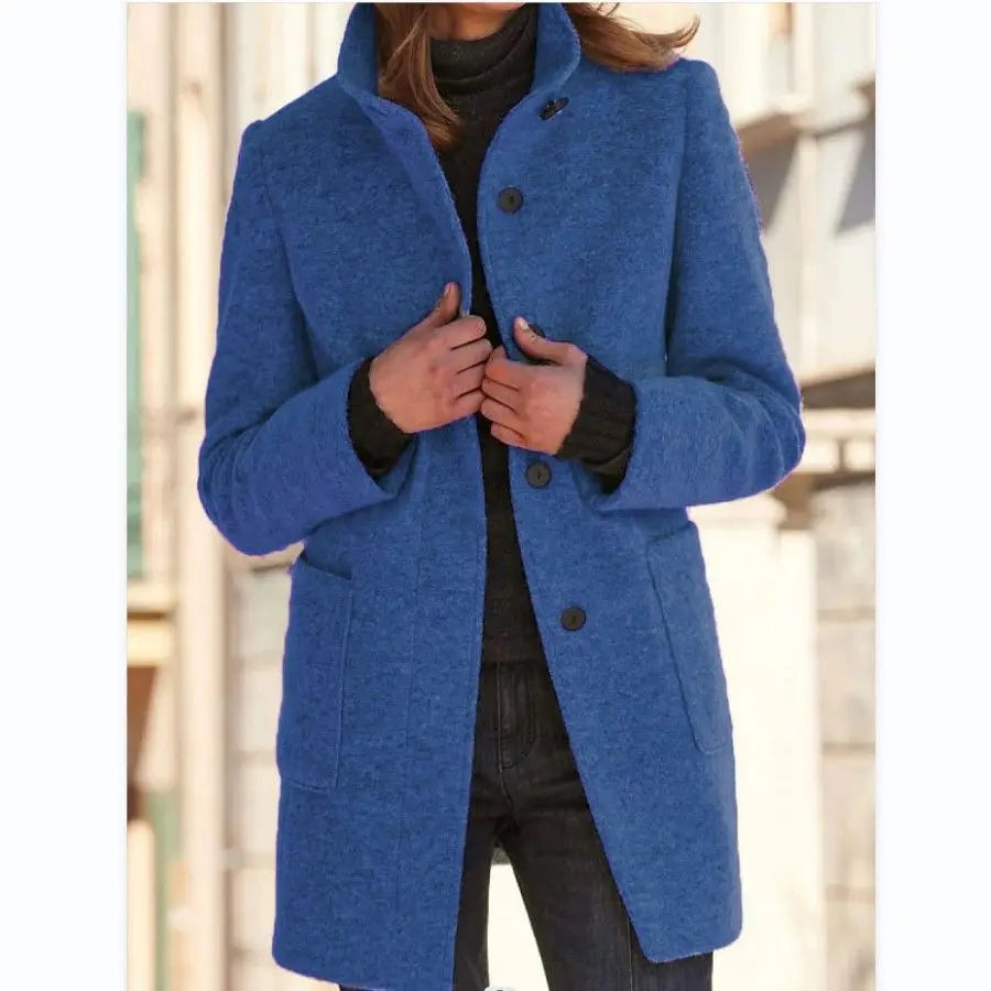 Retro Wool Coat Women – Stylish Stand Collar for Casual Chic