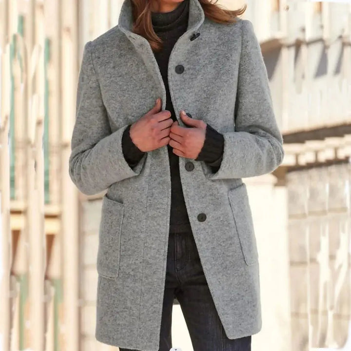 Retro Wool Coat Women – Stylish Stand Collar for Casual Chic