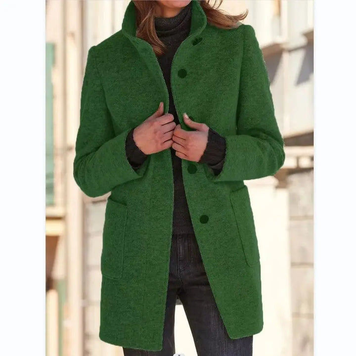 Retro Wool Coat Women – Stylish Stand Collar for Casual Chic