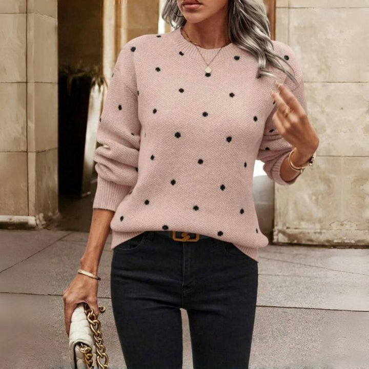 Cosy Polka Dot Knit Pullover Sweater for Women