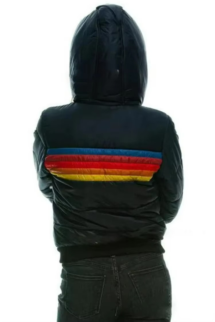 Women's Retro Striped Padded Puffer Jacket