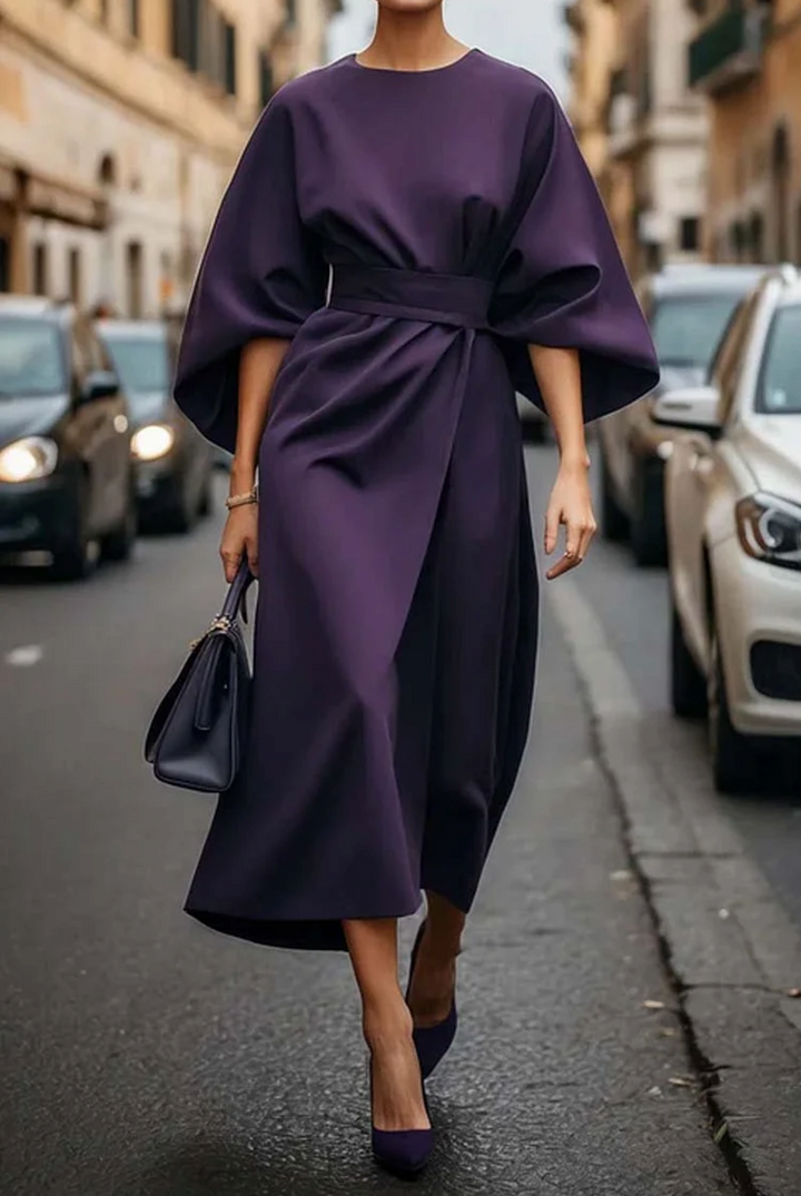 Sonia | Elegant Dress with Lantern Sleeves and Waistband