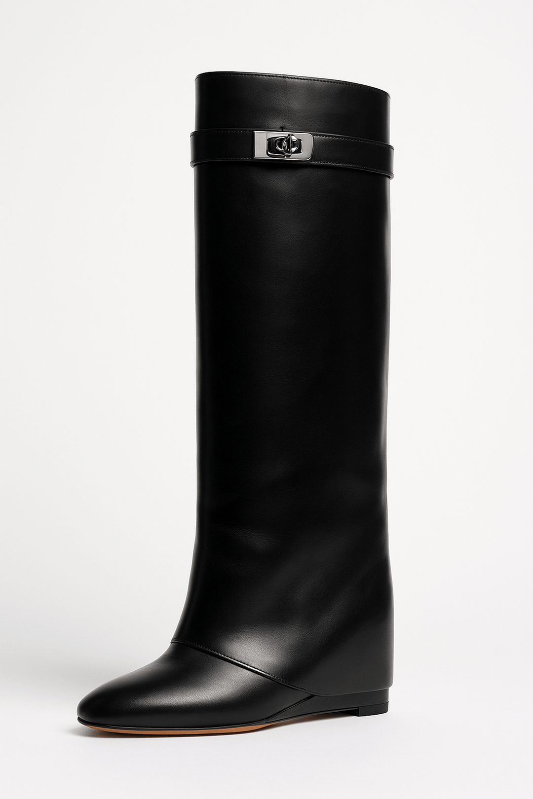 Women's Shark Lock Knee-High Faux Leather Boots