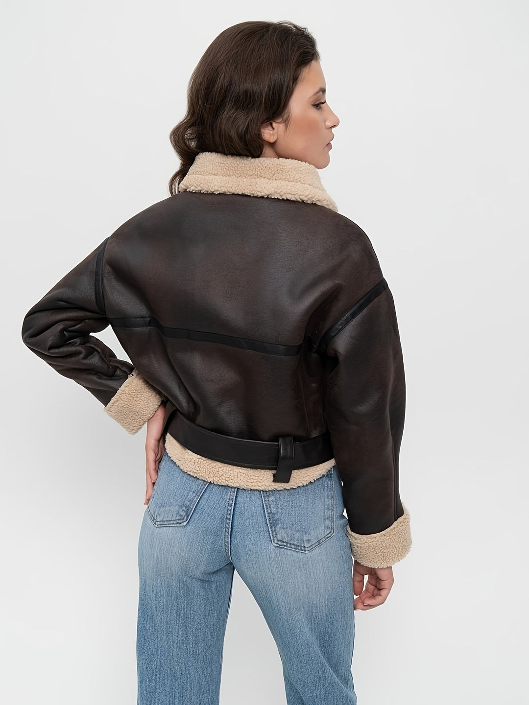 Women's Short Leather Winter Jacket