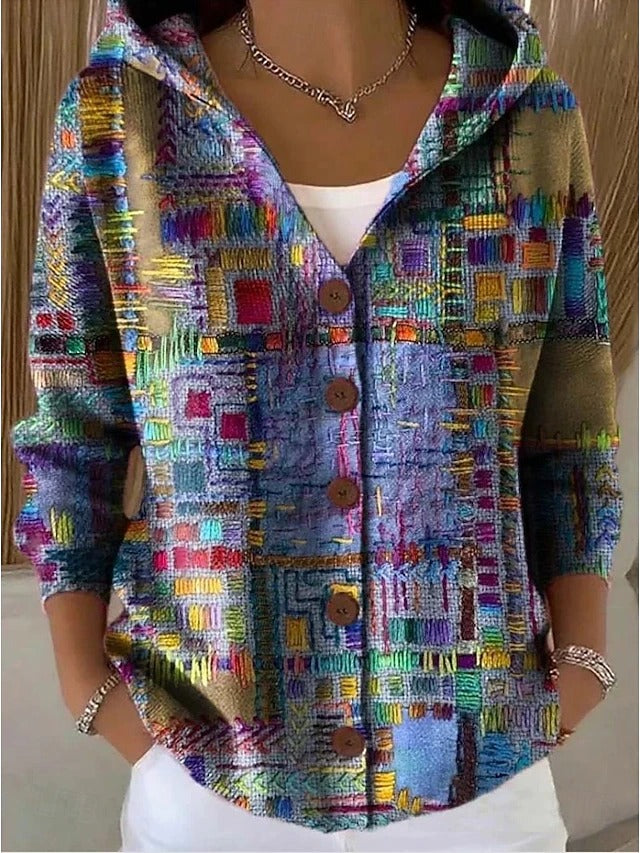 Leila | Button Hooded Sweater