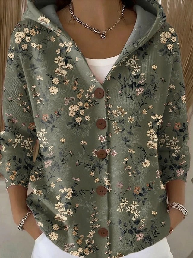 Leila | Button Hooded Sweater