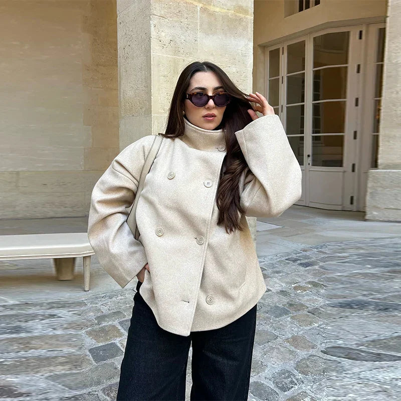 Stand Collar Women's Pea Coat