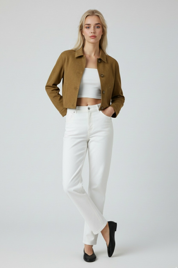 Elegant French Collar Casual Jacket with Long Sleeves