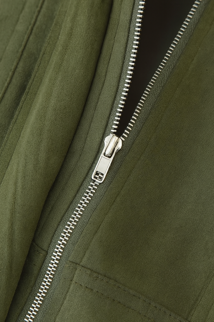 Elegant Green Bomber Jacket with Timeless Style