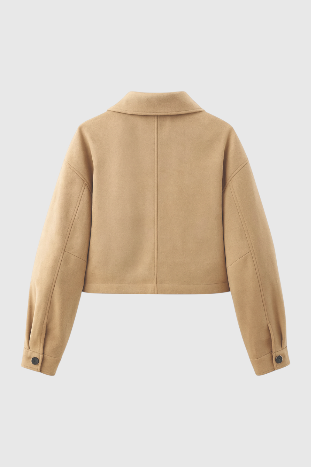 Retro-Inspired Khaki Short Jacket with Button Closure