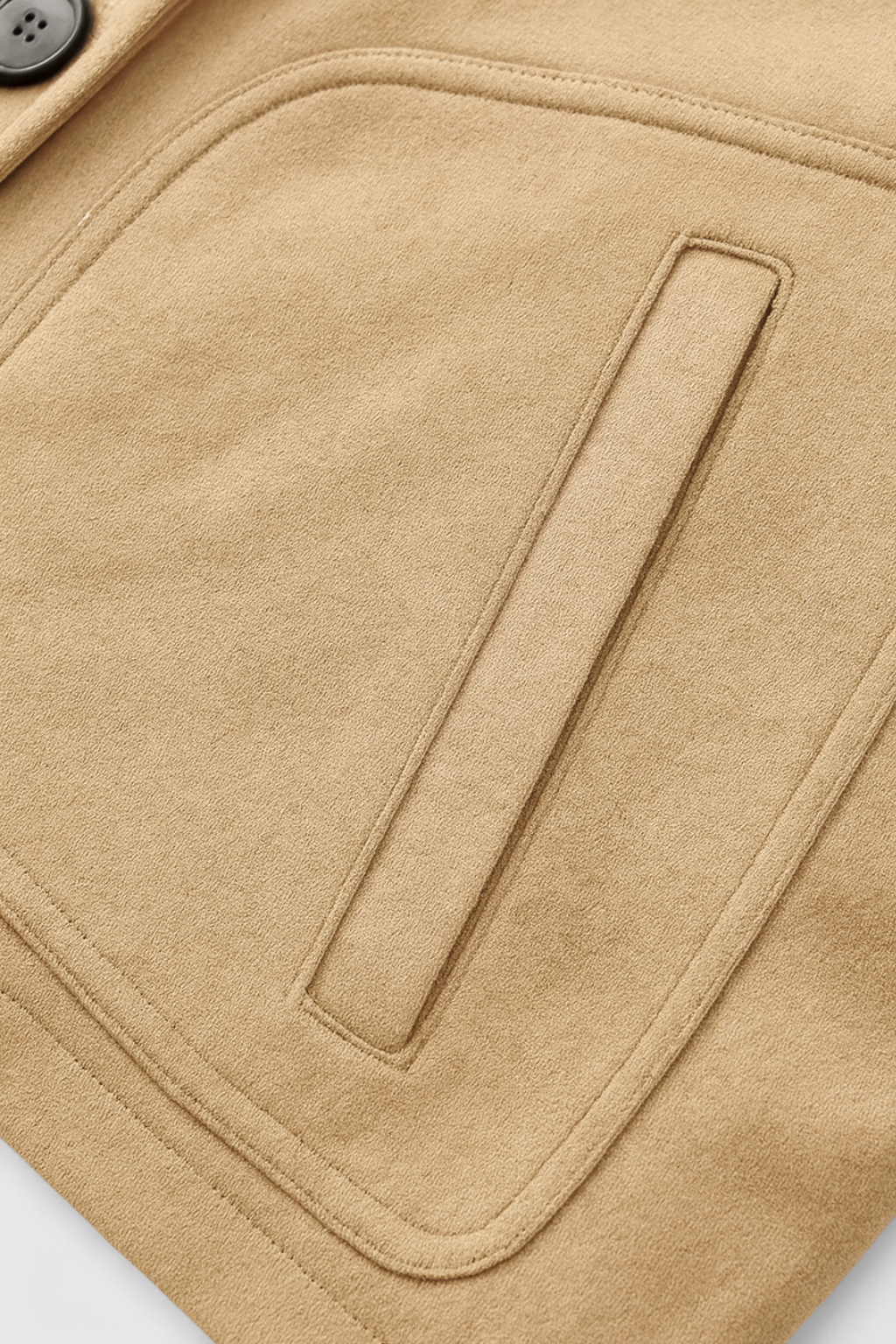Retro-Inspired Khaki Short Jacket with Button Closure