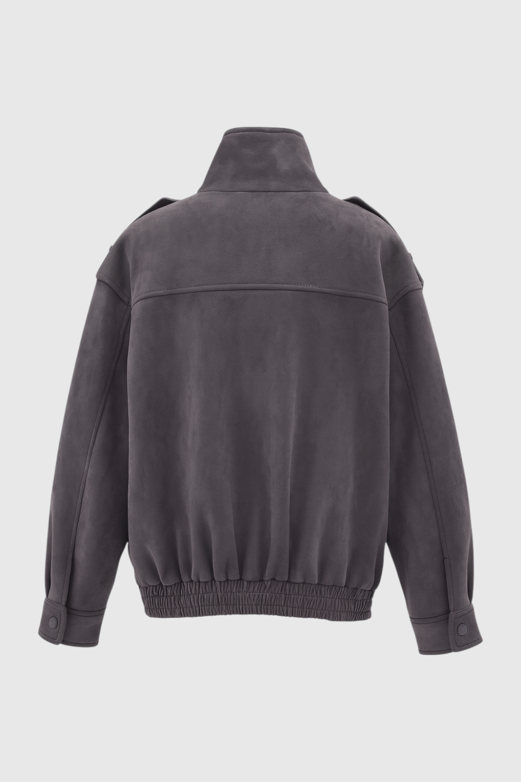 Trendy Dark Grey Bomber Jacket with Stand Collar