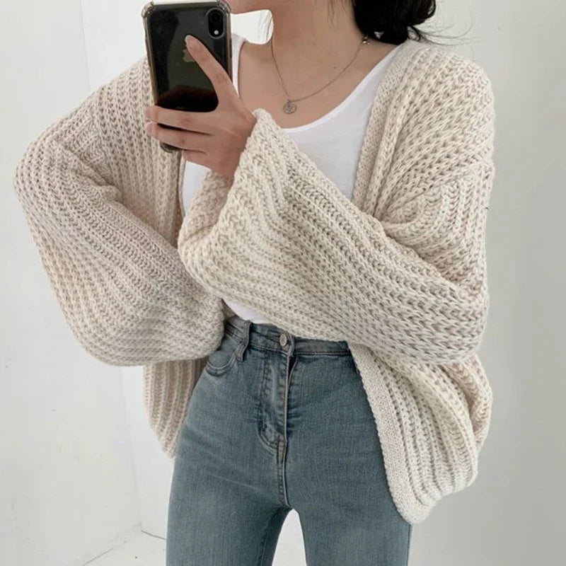 Oversized Sleeve Knit Cardigan