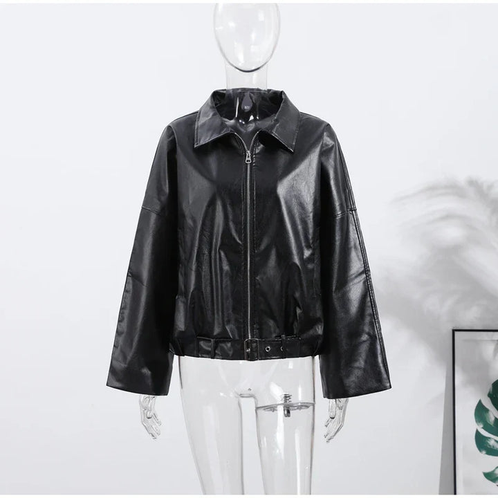 Vintage Faux Leather Bomber Jacket