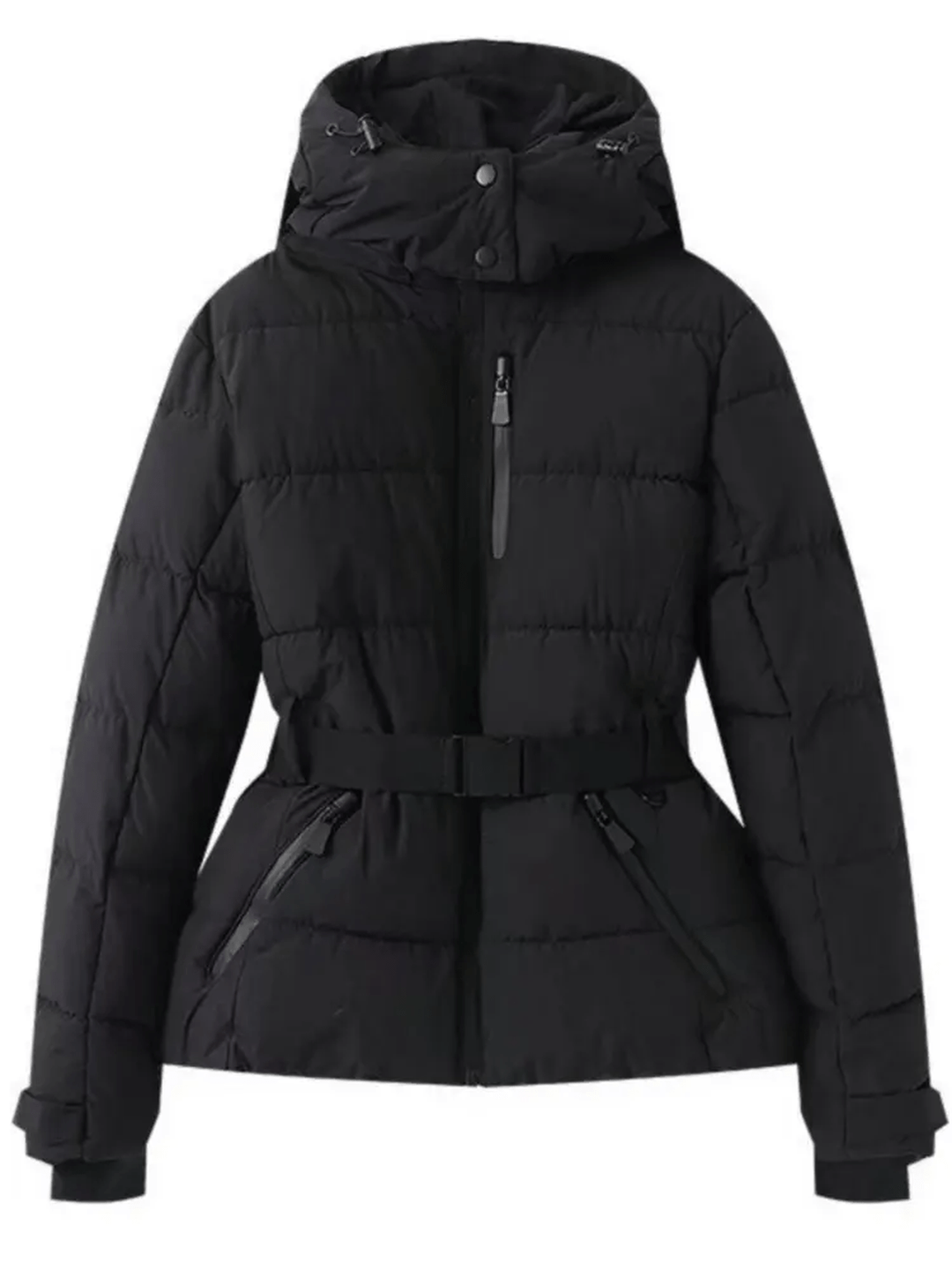 Women's Waterproof Insulated Puffer Ski Jacket With Belt